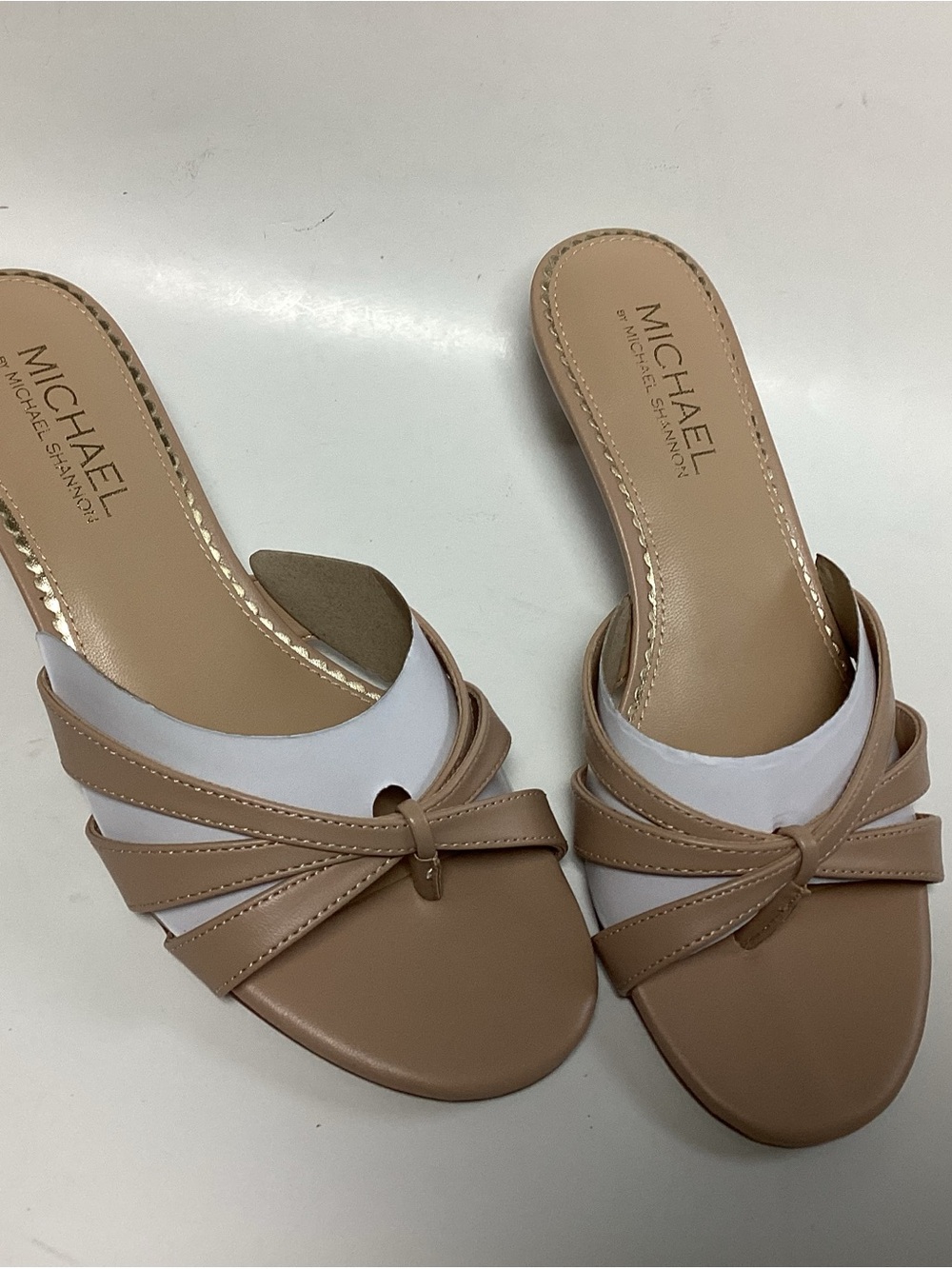 Michael Shannon Tan Slide Sandals Size 7M Beige Slip On